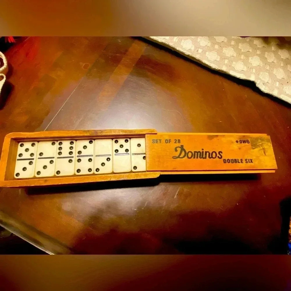 Brass Spinner Dominoes Double Six Set of 28 Vintage 1970s​​​